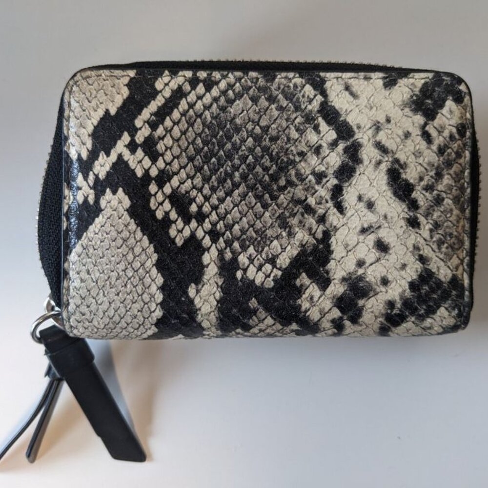 All Saints Snakeskin Leather Bifold Wallet